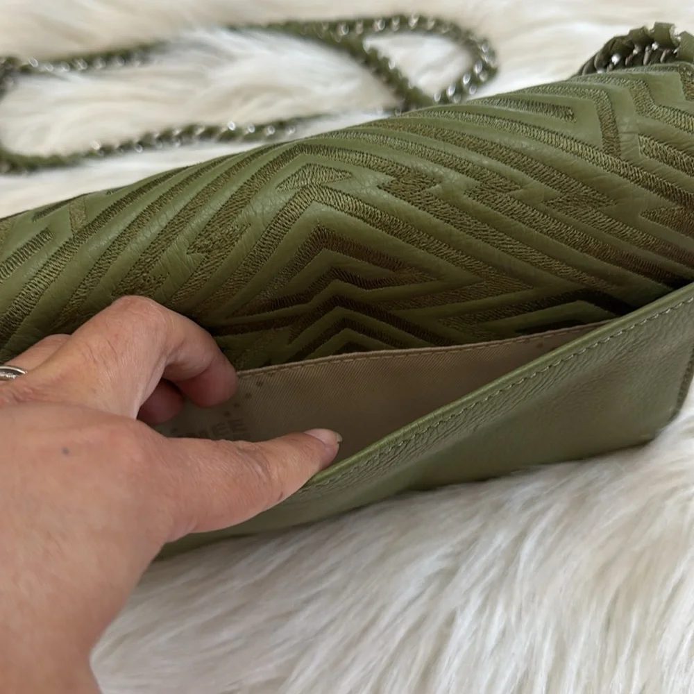 Aimee Kestenberg Alexis Chain Green Leather Small Crossbody Bag